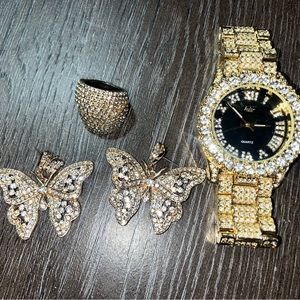 BRAND NEW GOLD WATCH, RING & PAIR EARINGS FROM FASHIONNOVA